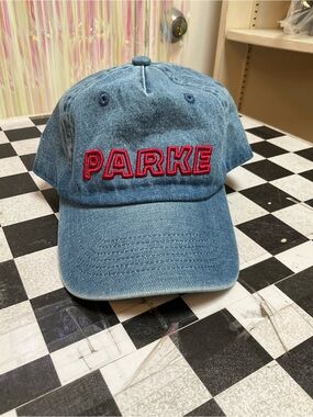 PARKE Denim Baseball Cap with Red Embroidered Logo